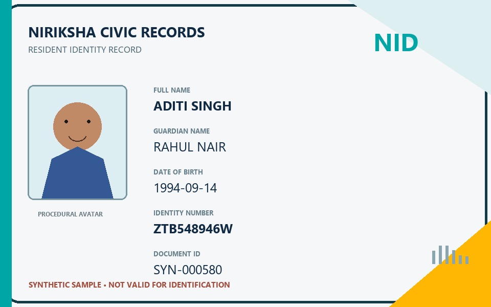 Synthetic identity card nid_000580